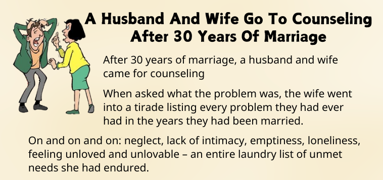 A Husband And Wife Go To Counseling After 30 Years Of Marriage